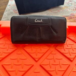 Coach Black Leather Zip Wallet